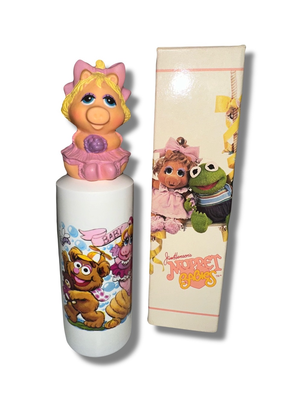 Vtg 1985 Muppet Babies Miss Piggy Bubble Bath & Finger Puppet